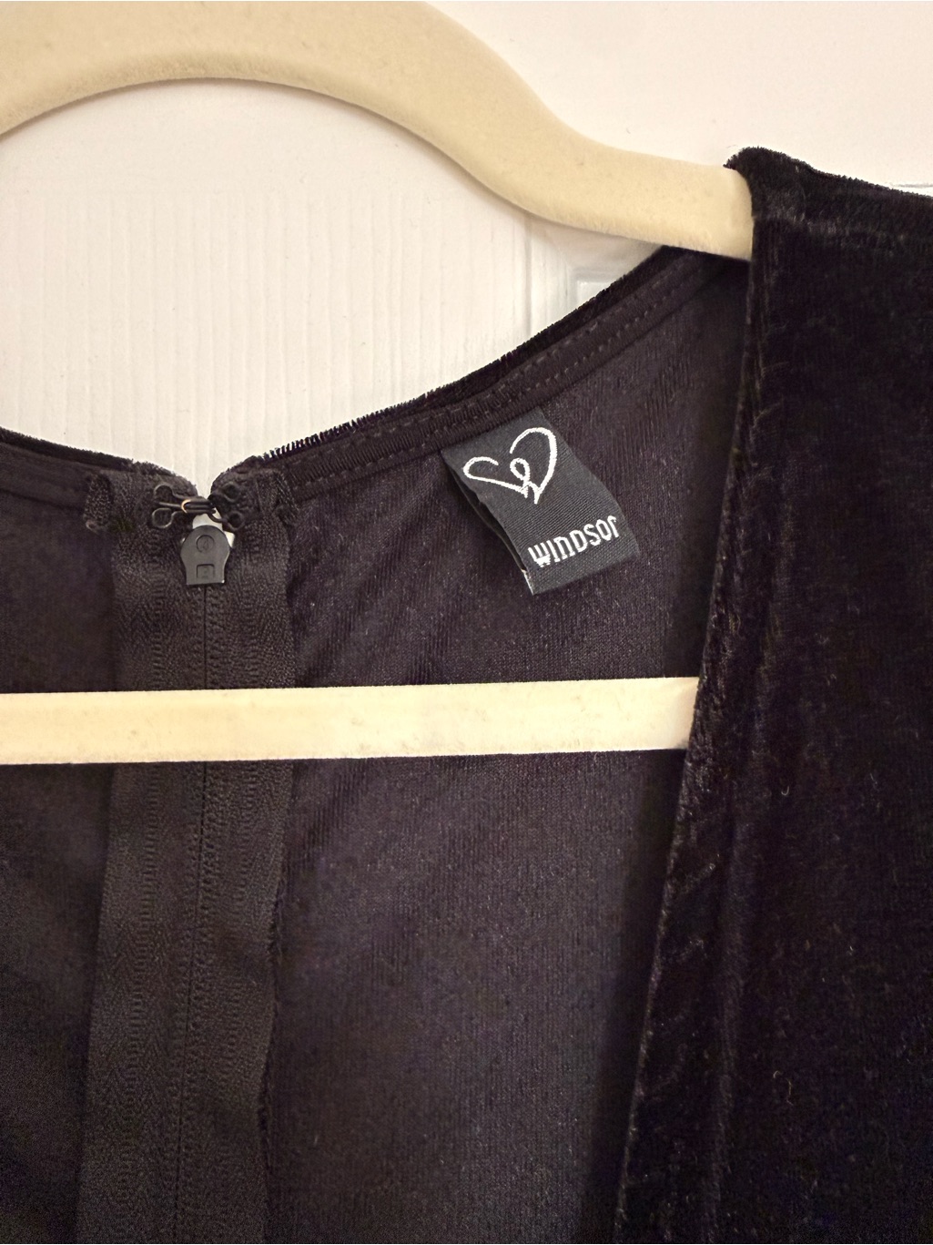 Windsor Black Velvet Long Sleeve V-Neck Gown — image 3 of 3